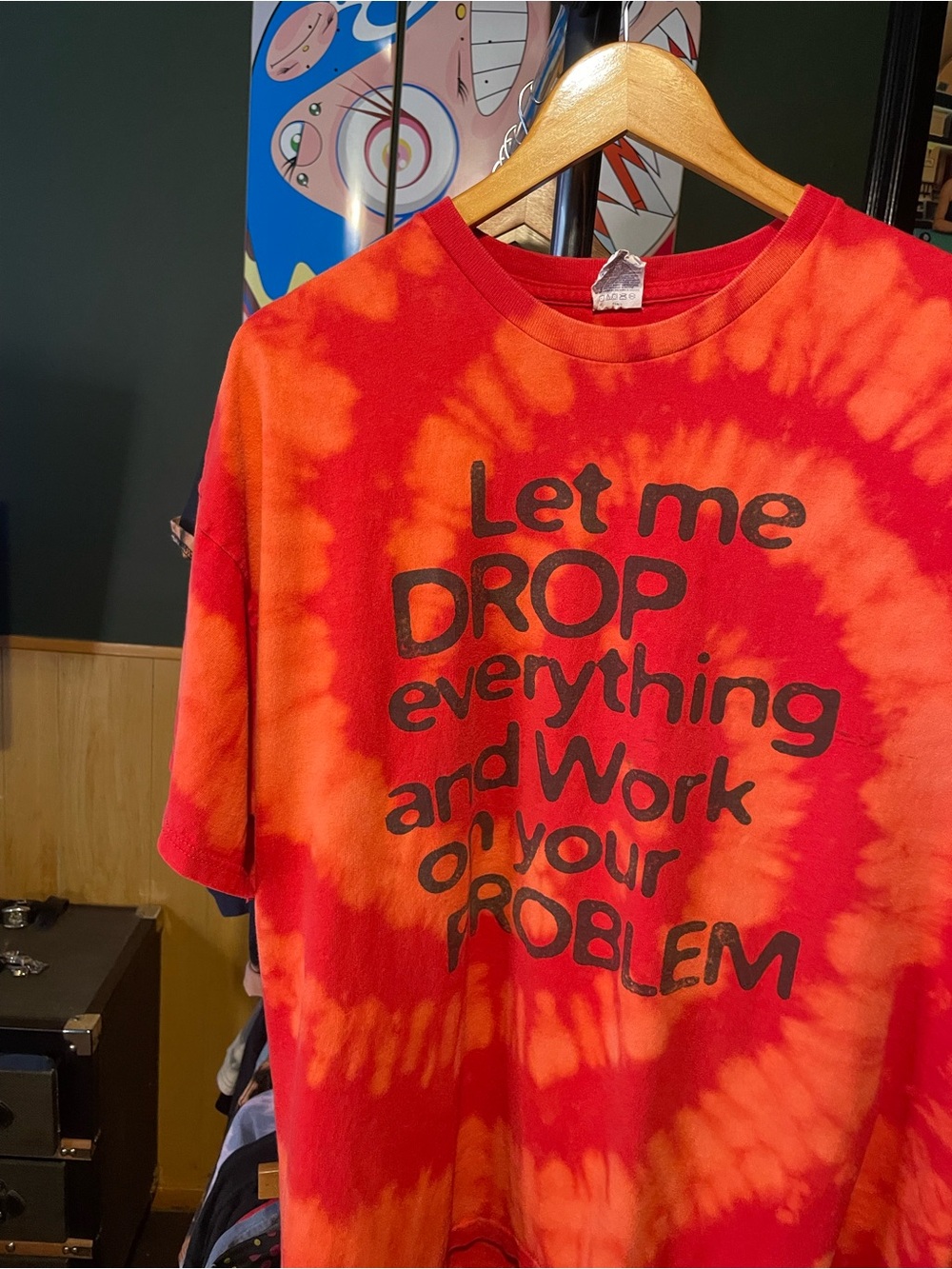 Let me drop everything Tie-Dye Graphic Tee with Bold Slogan - Red & Orange